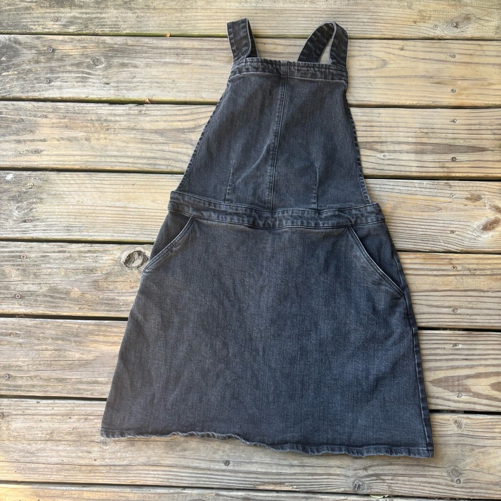 ASOS Black Denim Overall Jumper Dress with Bow